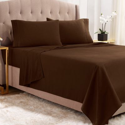 Empyrean Twin Sheets Set - 3 PC Super Soft Twin Bed Sheets - Double Brushed Microfiber Twin Sheet Set - Hotel Luxury Chocolate Brown Bed Sheets Twin Size, with 4 Corner Elastic Straps