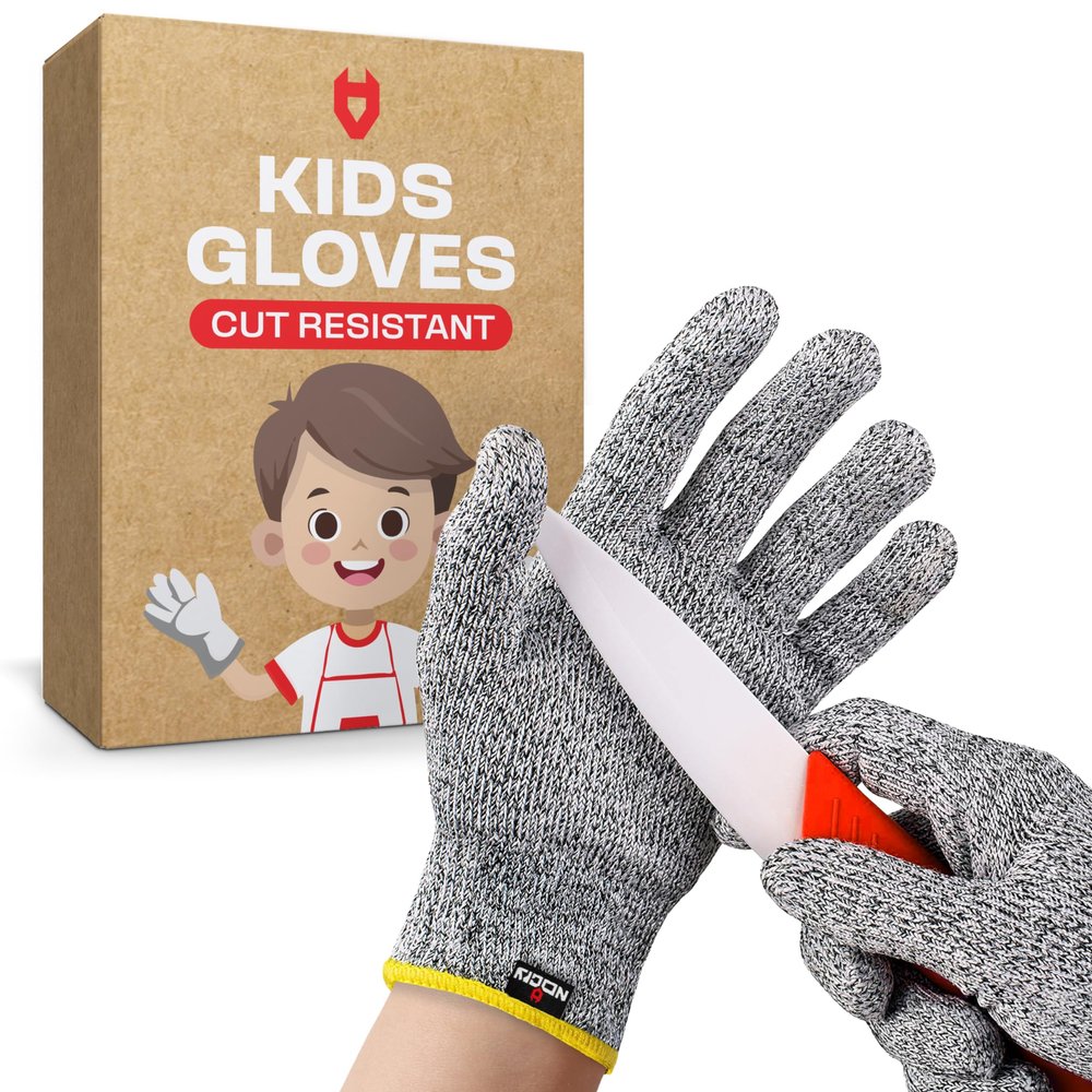 NoCry Kids Cutting Gloves, XS (8-12 Years) 100% Food Grade and Level 5 Protection Comfortable and Lightweight, Yet Tough Ambidextrous Ideal for Fishing, Wood Carving and Whittling