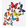 Ambesonne Butterflies Shower Curtain, Many Different Butterflies Romance Togetherness Joy Wildflowers Hiking Trees, Cloth Fabric Bathroom Decor Set with Hooks, 69" W x 84" L, Red Yellow view 2