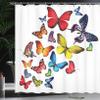 Ambesonne Butterflies Shower Curtain, Many Different Butterflies Romance Togetherness Joy Wildflowers Hiking Trees, Cloth Fabric Bathroom Decor Set with Hooks, 69" W x 84" L, Red Yellow view 3