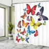 Ambesonne Butterflies Shower Curtain, Many Different Butterflies Romance Togetherness Joy Wildflowers Hiking Trees, Cloth Fabric Bathroom Decor Set with Hooks, 69" W x 84" L, Red Yellow view 4