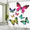 Ambesonne Butterflies Shower Curtain, Butterflies Flying Freedom Happiness Holidays Summertime Tropic Jungle Theme, Cloth Fabric Bathroom Decor Set with Hooks, 69" W x 84" L, Multicolor White view 3