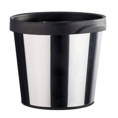 Wenko Universal Rubbish Bin 12 l Round, Stainless-Steel, Silver/Black, 26.5 x 26.5 x 33 cm