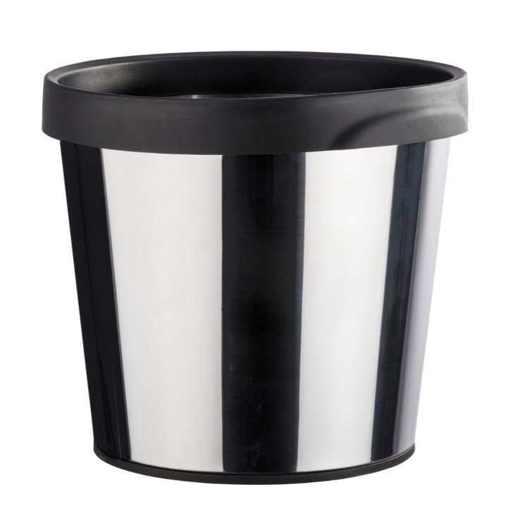 Wenko Universal Rubbish Bin 12 l Round, Stainless-Steel, Silver/Black, 26.5 x 26.5 x 33 cm