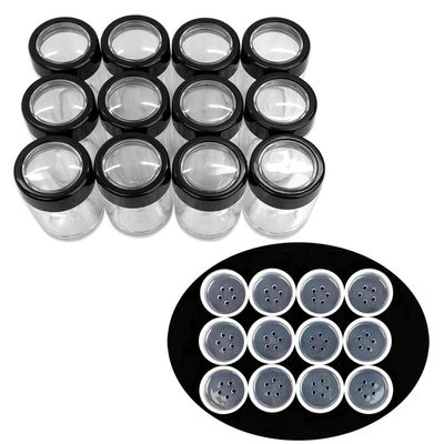 (Quantity: 48 Pieces) Beauticom 10G/10ML Acrylic Transparent Cylinder Sifter Container Jar with Clear Lid Window
