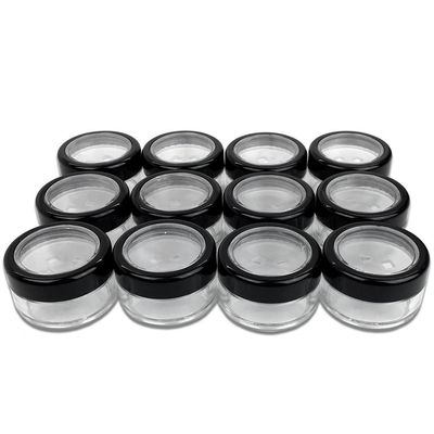 (Quantity: 48 Pieces) Beauticom 10G/10ML Acrylic Transparent Round Sifter Container Jar with Clear Lid Window
