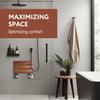 Folding Shower Seat - Teak Shower Seat Wall Mounted - 16 Inch Floating Fold Down in Shower Bench - Fold Up Bathroom Stool - Foldable Teak Wood Chair with Stainless Steel Wall Mount - 330lb Capacity view 4
