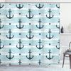 Ambesonne Anchor Shower Curtain, Pattern with Anchors Modern Adventurous Striped Coastline Marine, Cloth Fabric Bathroom Decor Set with Hooks, 69" W x 84" L, Pale Blue view 1