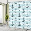 Ambesonne Anchor Shower Curtain, Pattern with Anchors Modern Adventurous Striped Coastline Marine, Cloth Fabric Bathroom Decor Set with Hooks, 69" W x 84" L, Pale Blue view 4