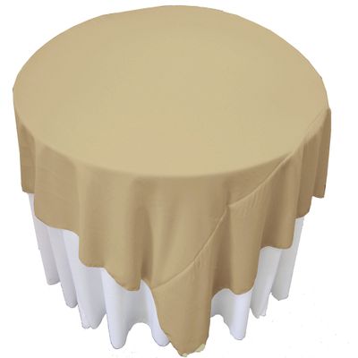 LA Linen Polyester Poplin Washable Square Tablecloth, Stain and Wrinkle Resistant Table Cover 90x90, Fabric Table Cloth for Dinning, Kitchen, Party, Holiday 90 by 90-Inch, Khaki, TCpop90x90_KhakiP03