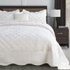 Home Soft Things Super Soft Microplush 4 Piece Bedspread Set Oversize Queen 110" x 120", Antique White Diamond Plaid Scallop Edged Warm Cozy Plush Quilt Comforter Bedding Set with 2 Shams 1 Pillow view 3