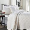 Home Soft Things Super Soft Microplush 4 Piece Bedspread Set Oversize Queen 110" x 120", Antique White Diamond Plaid Scallop Edged Warm Cozy Plush Quilt Comforter Bedding Set with 2 Shams 1 Pillow view 4