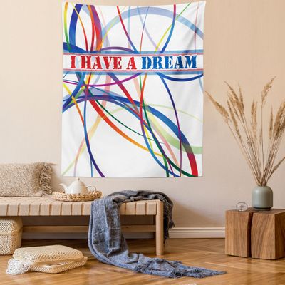 Ambesonne Saying Tapestry, I Have a Dream Famous Words by MLK Black History Month American Artwork, Wall Hanging for Bedroom Living Room Dorm Decor, 40" X 60", Red Blue