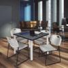 Kee 42" Square Breakroom Table- Grey/ Chrome & 4 Zeng Stack Chairs- Grey view 2