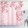 Ambesonne Asian Shower Curtain, Japanese Cherry Blossom Sakura Buds Springtime Travel Destinations Seasonal, Cloth Fabric Bathroom Decor Set with Hooks, 69" W x 70" L, Pink Coral view 1