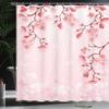 Ambesonne Asian Shower Curtain, Japanese Cherry Blossom Sakura Buds Springtime Travel Destinations Seasonal, Cloth Fabric Bathroom Decor Set with Hooks, 69" W x 70" L, Pink Coral view 3