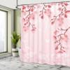 Ambesonne Asian Shower Curtain, Japanese Cherry Blossom Sakura Buds Springtime Travel Destinations Seasonal, Cloth Fabric Bathroom Decor Set with Hooks, 69" W x 70" L, Pink Coral view 4