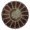 Mina Poufs Stuffed Round Design Moroccan Leather Pouf Ottoman, Handmade, Pre-Filled, 100% Genuine Leather, 13 Height x 20 Diameter, Footstool & Living Room Dcor (Chocolate) view 1