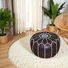 Mina Poufs Stuffed Round Design Moroccan Leather Pouf Ottoman, Handmade, Pre-Filled, 100% Genuine Leather, 13 Height x 20 Diameter, Footstool & Living Room Dcor (Chocolate) view 2