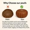 Mina Poufs Stuffed Round Design Moroccan Leather Pouf Ottoman, Handmade, Pre-Filled, 100% Genuine Leather, 13 Height x 20 Diameter, Footstool & Living Room Dcor (Chocolate) view 4