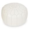 Mina Poufs Stuffed Round Design Moroccan Leather Pouf Ottoman, Handmade, Pre-Filled, 100% Genuine Leather, 13 Height x 20 Diameter, Footstool & Living Room Dcor (White) view 1