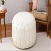 Mina Poufs Stuffed Round Design Moroccan Leather Pouf Ottoman, Handmade, Pre-Filled, 100% Genuine Leather, 13 Height x 20 Diameter, Footstool & Living Room Dcor (White) view 4