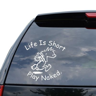 DiamondCutStickerz Funny Life Short Play Naked Decal Sticker Car Truck Motorcycle Window Bumper Laptop Wall Decor - Size (05 Inch / 13 Cm Tall) - Color White (Glossy Finish)