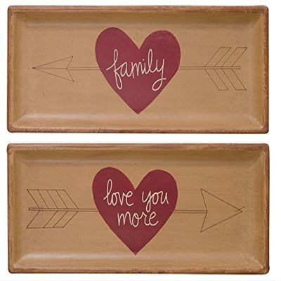 CWI Gifts 5"x13.5" Set Heart and Arrow Tray in Two Assorted Styles, 5" x 13.5"