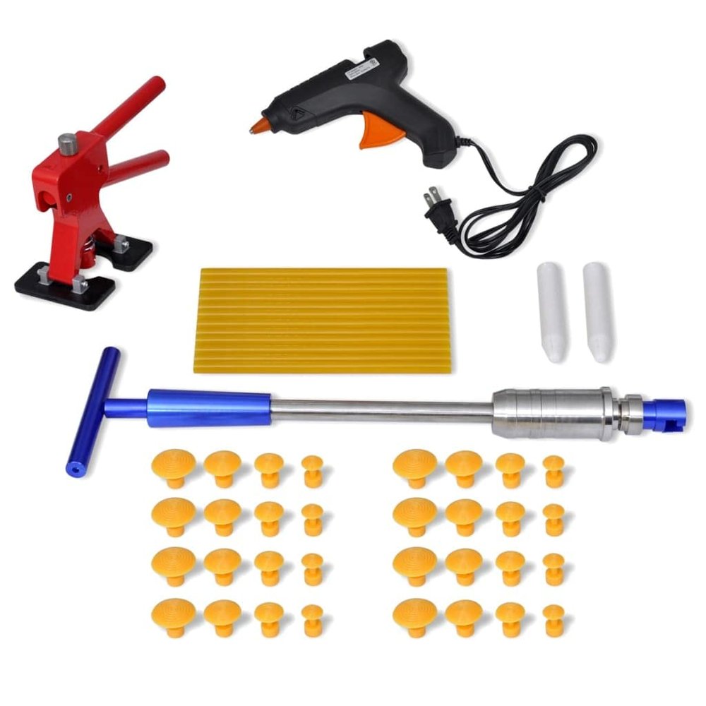 vidaXL Dent Repair Kit, Dent Remover Tool for Car Garage, Dent Lifter Glue Tab Hammer Glue Gun for Vehicle Auto Body Dent Removal, Car Tool