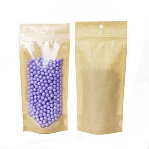 500 - Stand Up Pouch 3.75" X 8.0" X 2.25" CLEAR/KRAFT w/ zipper