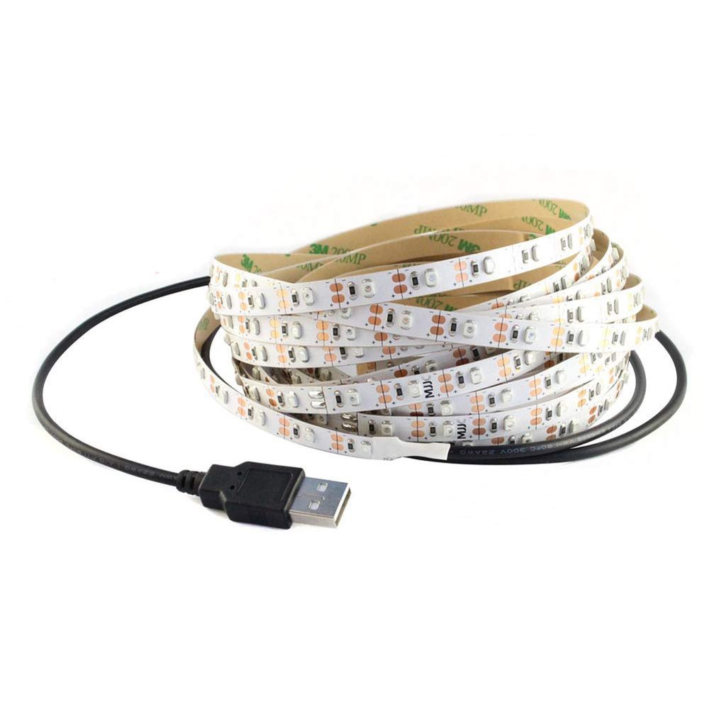 5V USB LED Strip Light 5M SMD 3528 with 3M Tape for TV Computer Backlighting (5M,3528,Non-Waterproof, Blue)