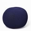 Urban Lifestyle Round Knit Pouf - Hand Woven Cotton, Navy view 1