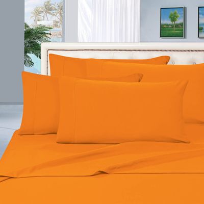 MattRest Luxury Silky-Soft 1800 Series Premium Collection - Wrinkle-Free 4-Piece Bed Sheet Set, Deep Pocket up to 16 inch, California King, Vibrant Orange