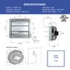 iLiving 12-Inch Wall Mounted Exhaust Fan with Variable Speed, 960 CFM, 1400 SQF Coverage Area, Silver view 2