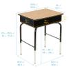 ECR4Kids Open Front Desk with Metal Storage Book Box, Adjustable, Classroom Furniture, Oak view 3