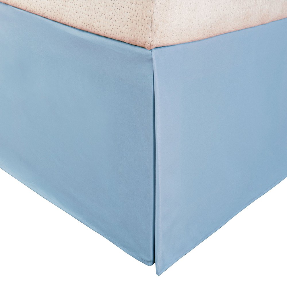 SRP Bedding Real 210 Thread Count Split Corner Bed Skirt/Dust Ruffle Twin/Single Size Solid Light Blue 17" inches Drop Egyptian Cotton Quality Wrinkle & Fade Resistant
