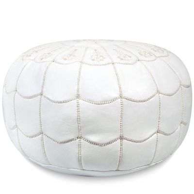 Mina Poufs Stuffed Arch Design Moroccan Leather Pouf Ottoman, Handmade, Pre-Filled, 100% Genuine Leather, 14 Height x 22 Diameter  Boho Chic Footstool & Living Room Dcor