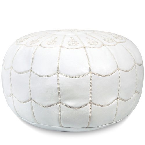 Mina Poufs Stuffed Arch Design Moroccan Leather Pouf Ottoman, Handmade, Pre-Filled, 100% Genuine Leather, 14 Height x 22 Diameter  Boho Chic Footstool & Living Room Dcor