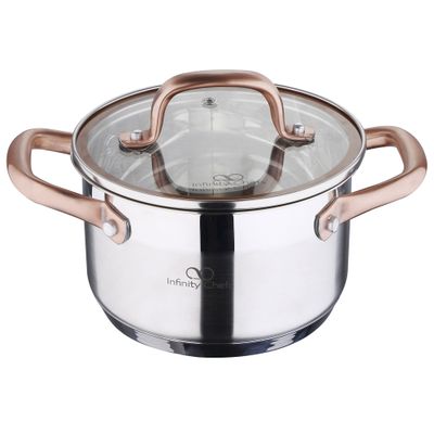 Infinity Chef Stock Pot with Lid, Silver, 8 Litre/16 x 10 cm