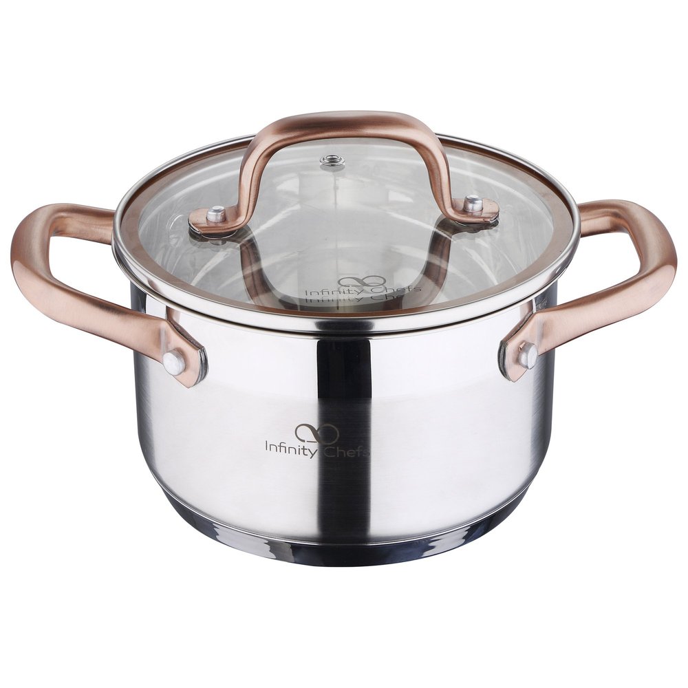 Infinity Chef Stock Pot with Lid, Silver, 8 Litre/16 x 10 cm