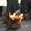 Cohasset Molten Glass | #652-2 | Double Molten Glass Candle Holder | Tea Light Candle Holder | Natural Wood and Recycled Glass | view 4