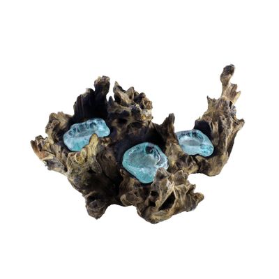 Cohasset Molten Glass | #652-3 | Triple Molten Glass Candle Holder | Tea Light Candle Holder | Natural Wood and Recycled Glass |