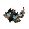 Cohasset Molten Glass | #652-3 | Triple Molten Glass Candle Holder | Tea Light Candle Holder | Natural Wood and Recycled Glass | view 1