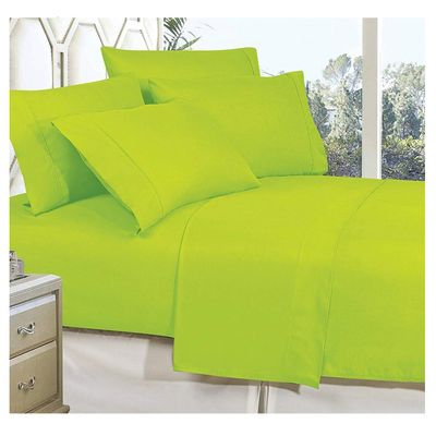 MattRest Luxury Silky Soft - Wrinkle Resistant 1500 Thread Count Egyptian Quality Super Soft Fade Resistant 4-Piece Bed Sheet Set, Deep Pocket, Full Lime (COMIN18JU026666)