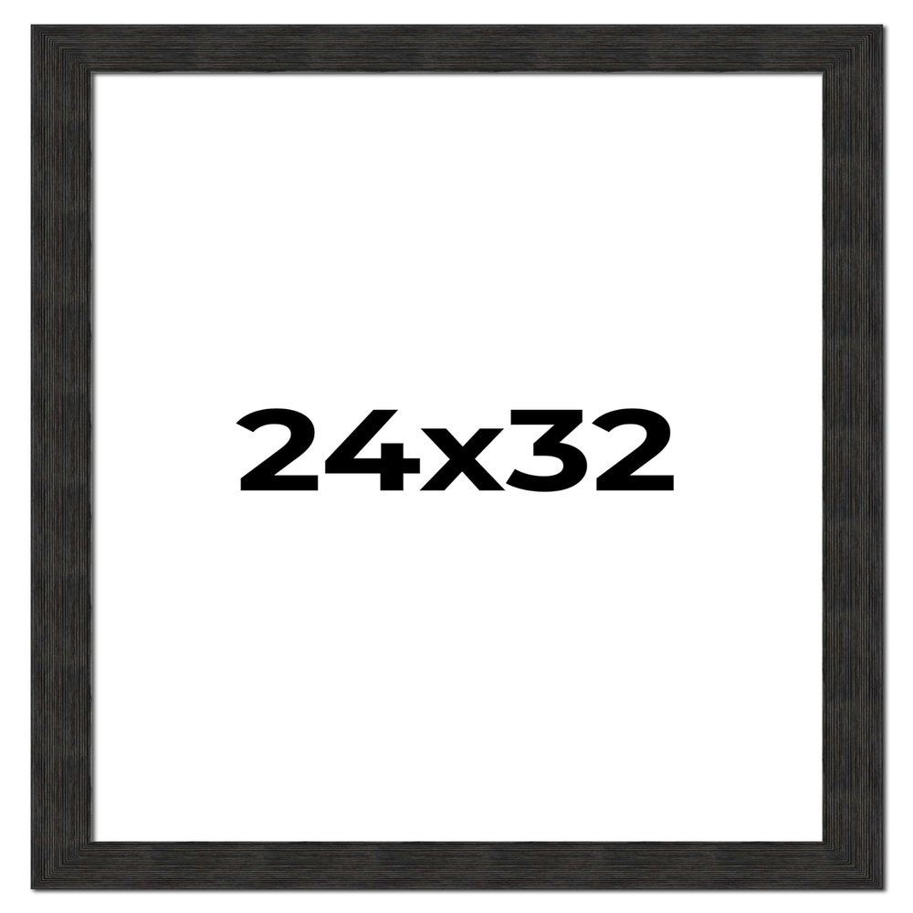 Poster Palooza 24x32 Distressed/Aged Black Wood Picture Frame - UV Acrylic, Foam Board Backing, & Hanging Hardware Included