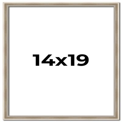 Poster Palooza 14x19 Frame Silver Modern Solid Wood Picture Frame | 0.75 Inch Moulding Width | with UV Acrylic Plexiglass, Foam Board Backing & Hanging Hardware Included
