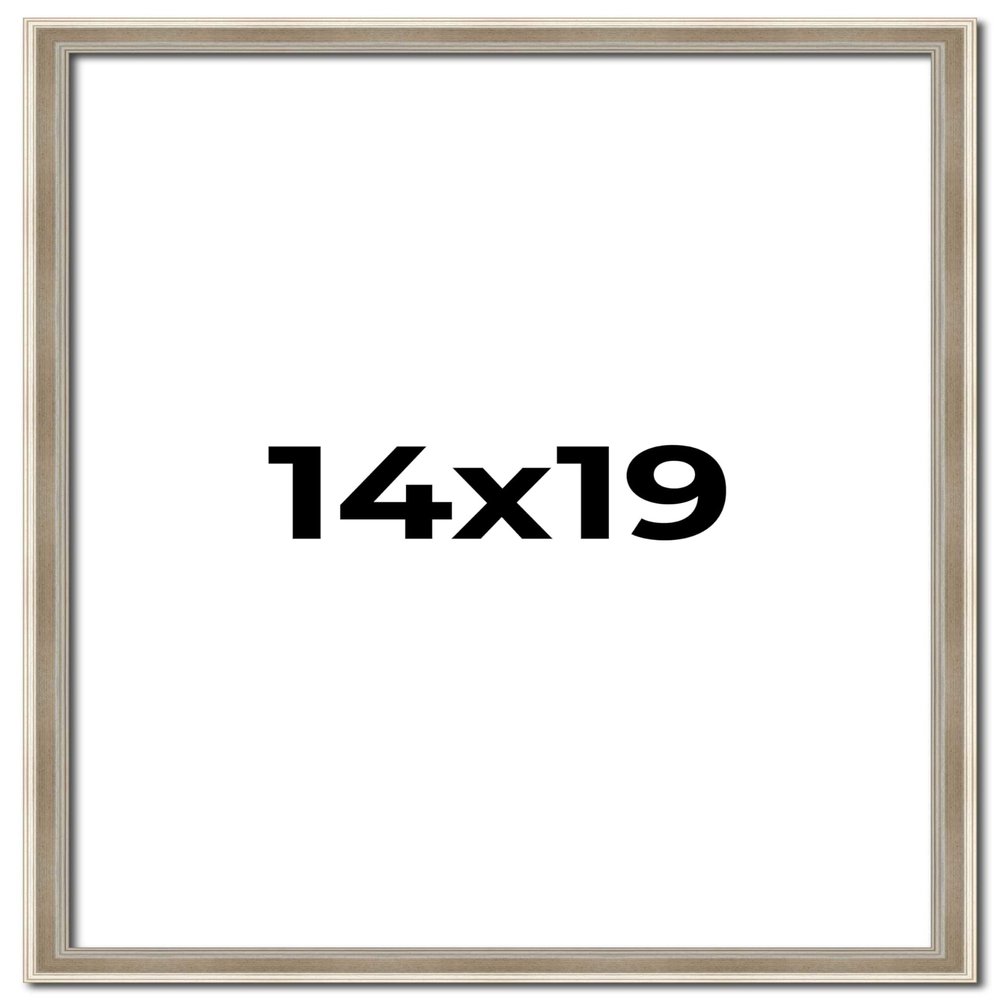 Poster Palooza 14x19 Frame Silver Modern Solid Wood Picture Frame | 0.75 Inch Moulding Width | with UV Acrylic Plexiglass, Foam Board Backing & Hanging Hardware Included