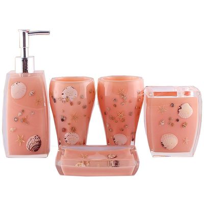 FangBoo Classy Resin Bathroom Accessories Set 5PCS Adorned with 3D Starfishes.