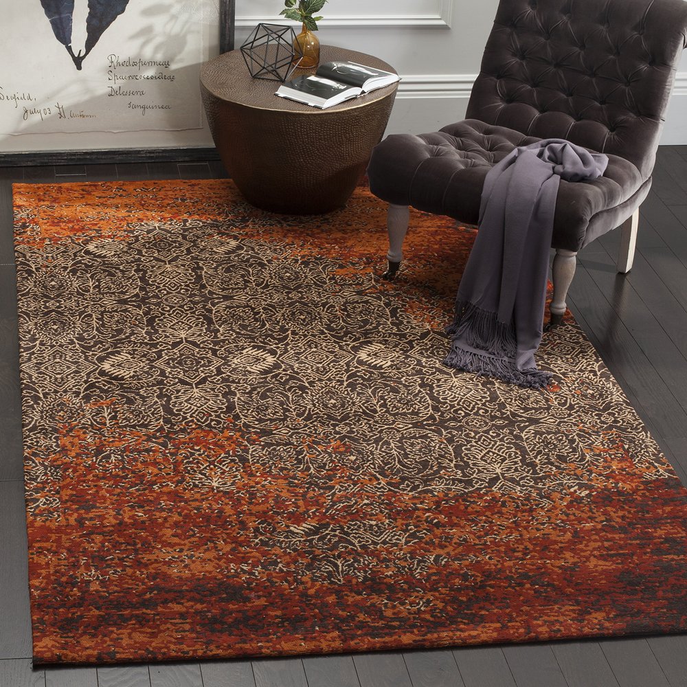 SAFAVIEH Area Rug 8x10 - Classic Vintage Collection - Large - Rust & Brown, Distressed Design, Non-Shedding & Easy Cleaning, Ideal for Living Room, Bedroom, Office, Dining Space (CLV224A)