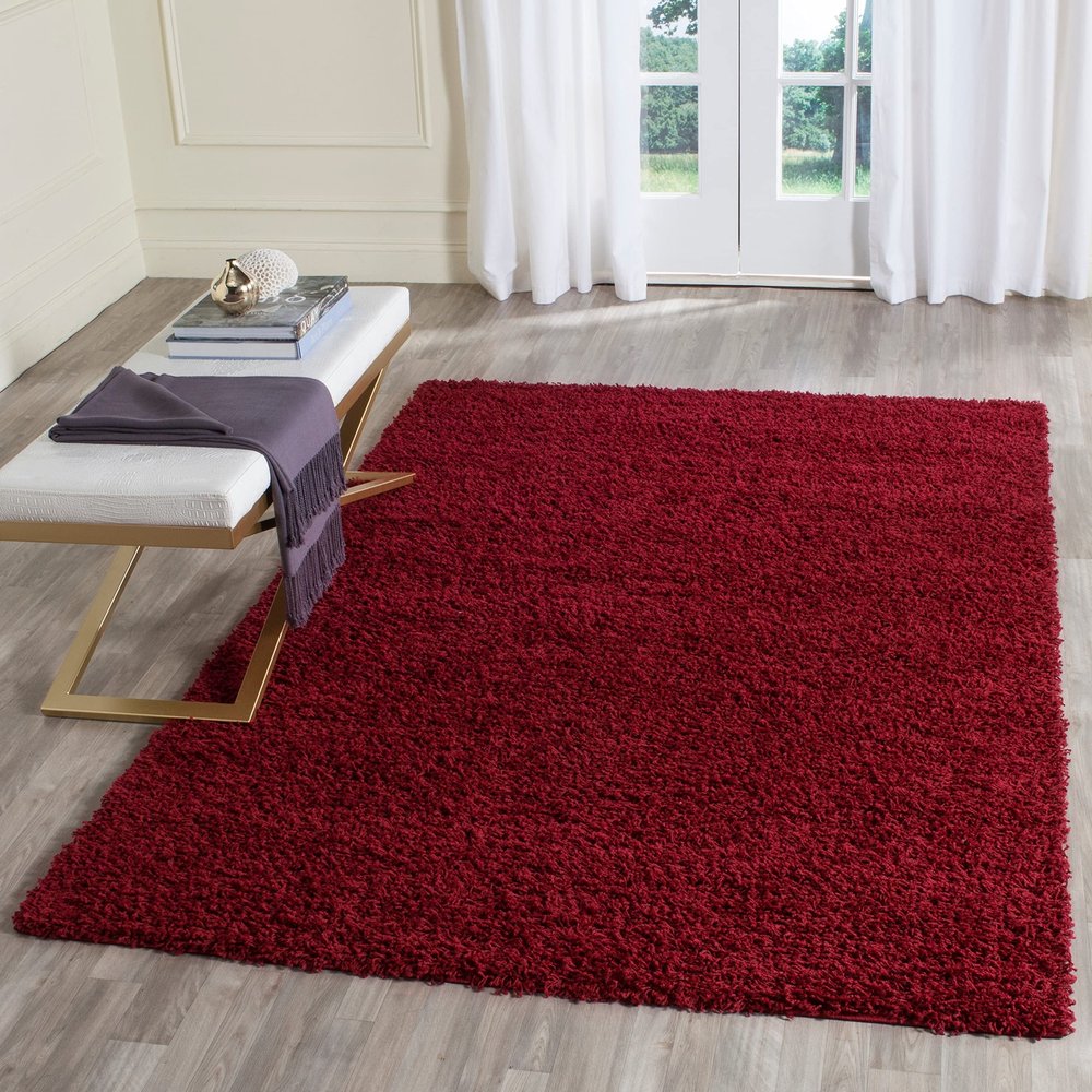 SAFAVIEH Area Rug 8x10 - Athens Shag Collection - Large - Red, Non-Shedding & Easy to Clean, Ideal for Living Room, Bedroom, Dining Space (SGA119R)
